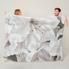 *~* Rustikale Grunge Azalea Blume Weiß Neutral Fleecedecke