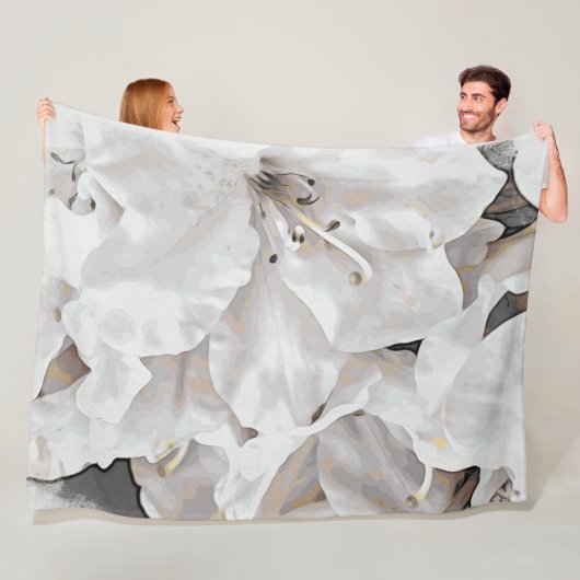 *~* Rustikale Grunge Azalea Blume Weiß Neutral Fleecedecke (Beispiel)