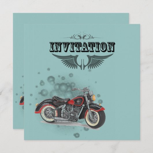 Rustikale Grunge Motorrad-Hochzeit Ankündigung (Vorne/Hinten)