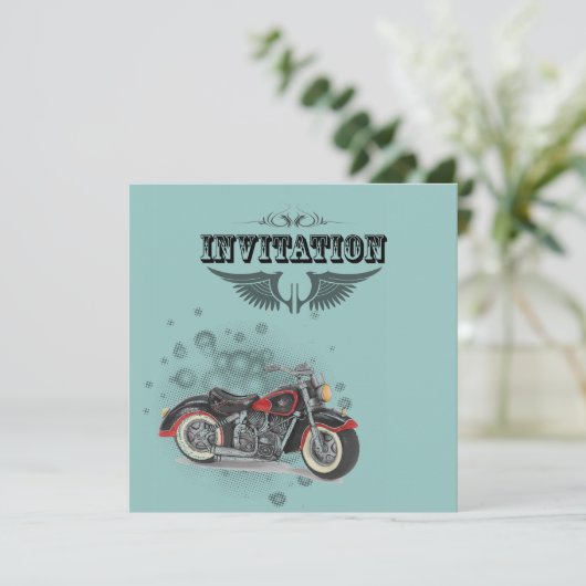 Rustikale Grunge Motorrad-Hochzeit Ankündigung (Stehend Vorderseite)