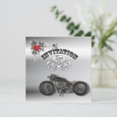 Rustikale Grunge Motorrad-Hochzeit Einladung (Stehend Vorderseite)
