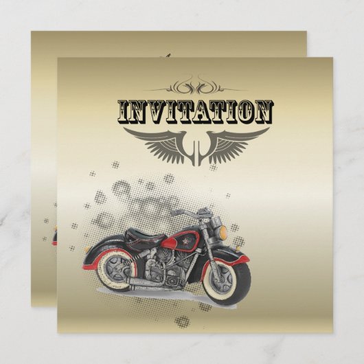 Rustikale Grunge Motorrad-Hochzeit Einladung (Vorne/Hinten)