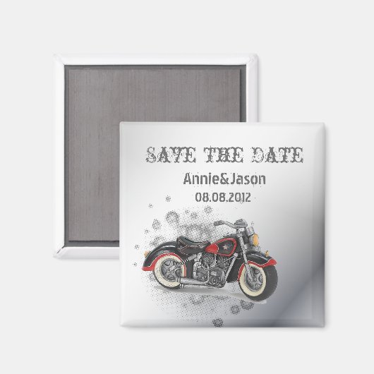 Rustikale Grunge Motorrad-Hochzeit Magnet (Vorderseite/Rückseite)