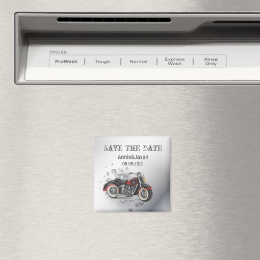 Rustikale Grunge Motorrad-Hochzeit Magnet (In Situ (Geschirrspüler))