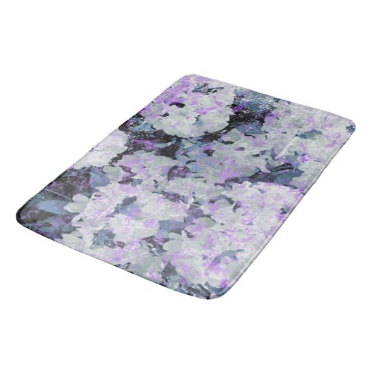 *~* Rustikale Grunge Rhododendron Blume Weiße Blüt Badematte (Schrägansicht)