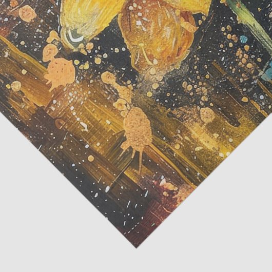 Rustikale Grunge Sonnenblume Abstrakte Blumendekou Seidenpapier (Detail)