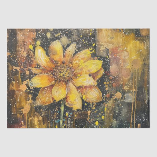 Rustikale Grunge Sonnenblume Abstrakte Blumendekou Seidenpapier (Vorderseite)