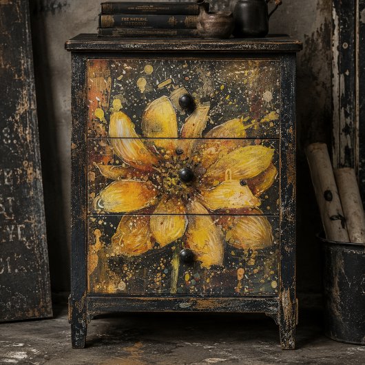 Rustikale Grunge Sonnenblume Abstrakte Blumendekou Seidenpapier