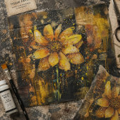 Rustikale Grunge Sonnenblume Abstrakte Blumendekou Seidenpapier