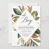 Rustikale Grünpflanze Kinderdusche Einladung (Vorderseite)