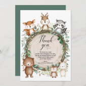 Rustikale Grünpflanze Tiere Babydusche Dankeskarte (Vorne/Hinten)