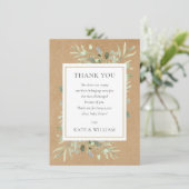 Rustikale Grünpflanzen Blätter Baby Duwer Gedicht Dankeskarte (Stehend Vorderseite)