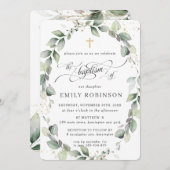 Rustikale Grünpflanzen Blätter Blätter Wreath Gold Einladung (Vorne/Hinten)