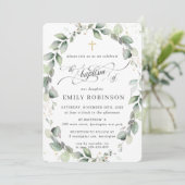 Rustikale Grünpflanzen Blätter Blätter Wreath Gold Einladung (Stehend Vorderseite)