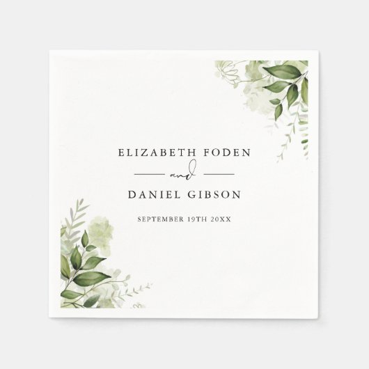 Rustikale Grünpflanzen Blätter Stilvolle Namen Dat Serviette (Vorderseite)