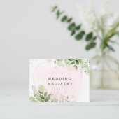 Rustikale Grünpflanzen Blush Pink Airy Wedding Reg Visitenkarte (Stehend Vorderseite)
