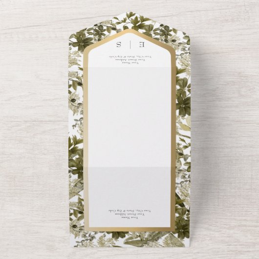 Rustikale Grünpflanzen Botanisches Gold Rahmen Abe All In One Einladung (Außenbereich)