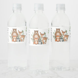 Rustikale Grünpflanzen Chic Woodland Animals Kinde Wasserflaschenetikett