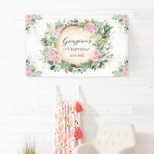 Rustikale Grünpflanzen Dusty Pink Floral Girls Geb Banner (Insitu)
