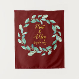 Rustikale Grünpflanzen Hochzeitskabinett Foto Hint Wandteppich