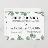 Rustikale Grünpflanzen - KOSTENLOSE GETRÄNKE Save Ankündigungspostkarte (Vorne/Hinten)