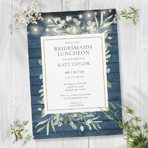 Rustikale Grünpflanzen-Lichterkette für Bridesmaid Einladung