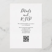 Rustikale Grünpflanzen QR Code Elegant Wedding Gol Folieneinladung (Rückseite)