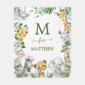 Rustikale Grünpflanzen Safari Wild Animals Baby Bo Fleecedecke (Vorderseite)