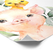 Rustikale Grünpflanzen Tiere Baby Dusche Willkomme Poster (Ecke)