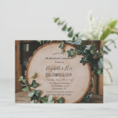 Rustikale Grünpflanzen und Holz Slice Bridesmaids Einladung (Stehend Vorderseite)