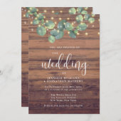 Rustikale Grünpflanzen und Lichter zum Hochzeitsem Einladung (Vorne/Hinten)