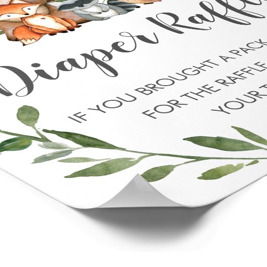 Rustikale Grünpflanzen, Waldtiere, Windeln Poster (Ecke)