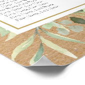 Rustikale Grünpflanzen Wasserfarben Hochzeitstabel Poster (Ecke)