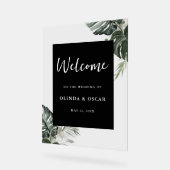 Rustikale Grünpflanzen Wasserfarbenprägung Begrüßu Acrylschild (Winkel)