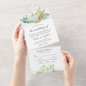 Rustikale Grünpflanzen Weißpumpen Herbstliche Hoch All In One Einladung (Abreißen)