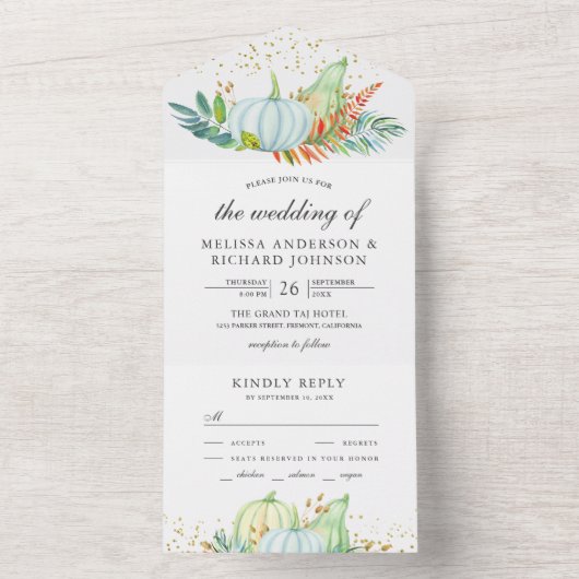 Rustikale Grünpflanzen Weißpumpen Herbstliche Hoch All In One Einladung (Innen Boden)