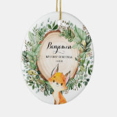 Rustikale Grünpflanzen Woodland Fox Kindermädchen Keramik Ornament (Rechts)