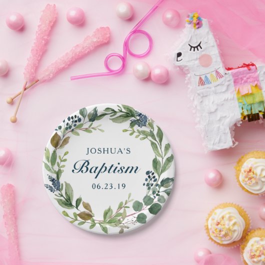 Rustikale Grüntaufe Pappteller (Party)