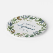 Rustikale Grüntaufe Pappteller (Schrägansicht)