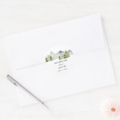 Rustikale Grünwaldgebirge Skript Hochzeit Runder Aufkleber (Umschlag)