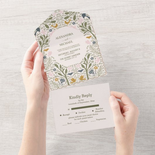 Rustikale Grünwaldlandhochzeit All In One Einladung (Abreißen)