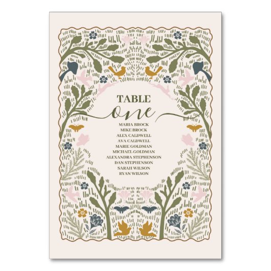 Rustikale Grünwaldlandhochzeit Tischnummer (Vorderseite)