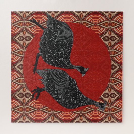 Rustikale Guinea Vögel wandern Puzzle (Horizontal)