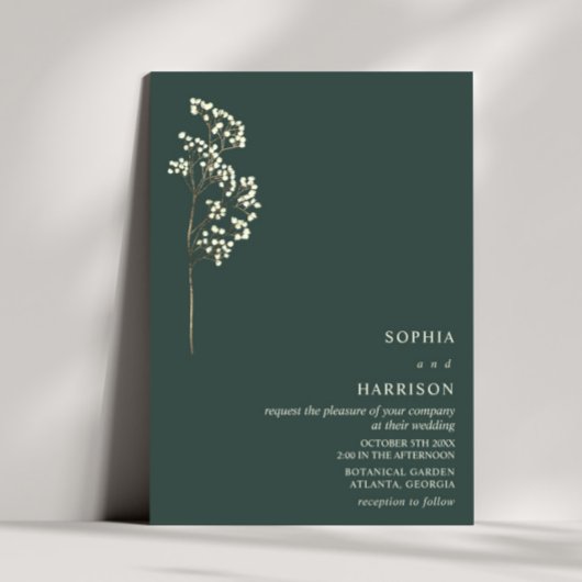 Rustikale Gypsophila Emerald Hochzeit im Herbst 2 Einladung