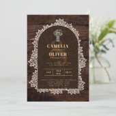 Rustikale Gypsophila Lace FOTO WEDING INVITATION Einladung (Stehend Vorderseite)