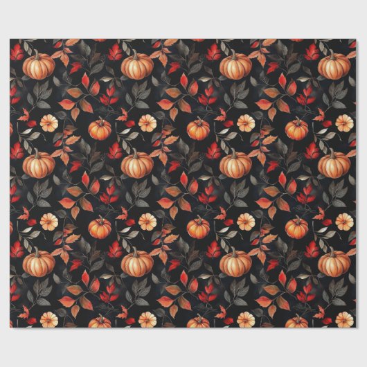 Rustikale Halloween-Herbstlaub Pumpkin Geschenkpapier (Flach)