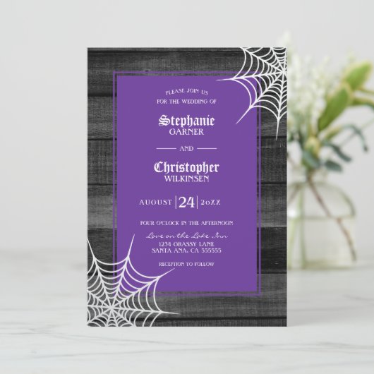 Rustikale Halloween-Hochzeit Einladung (Stehend Vorderseite)