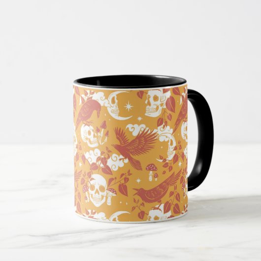 Rustikale Halloween-Muster Kaffeemaschine Tasse (VorderseiteRechts)