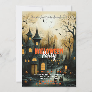 Rustikale Halloween-Party mit Fledermäusen und Kür Einladung