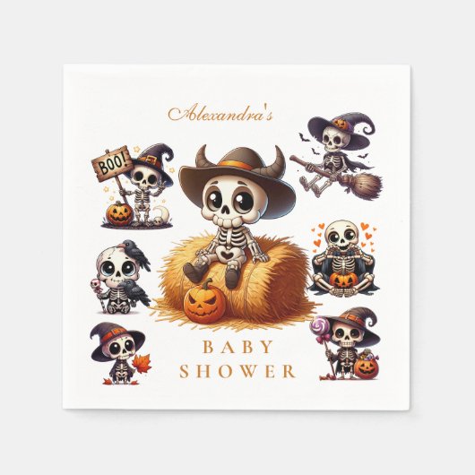 Rustikale Halloween Skeleton Babydusche Serviette (Vorderseite)